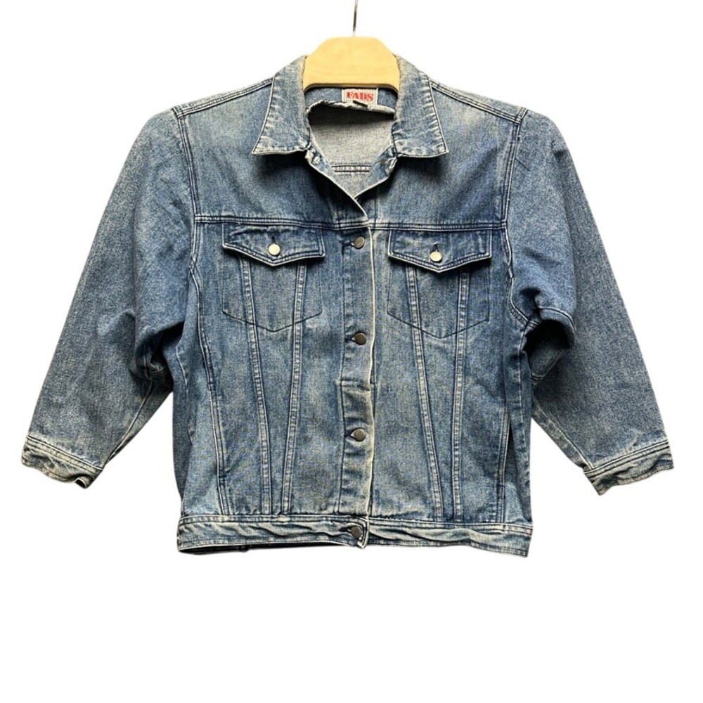 Vintage FADS Denim Trucker Jacket Medium Wash Blue Cotton Mens Large RN 40787